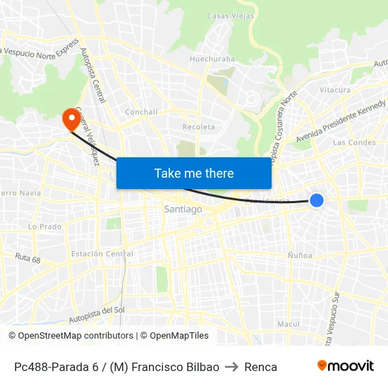 Pc488-Parada 6 / (M) Francisco Bilbao to Renca map