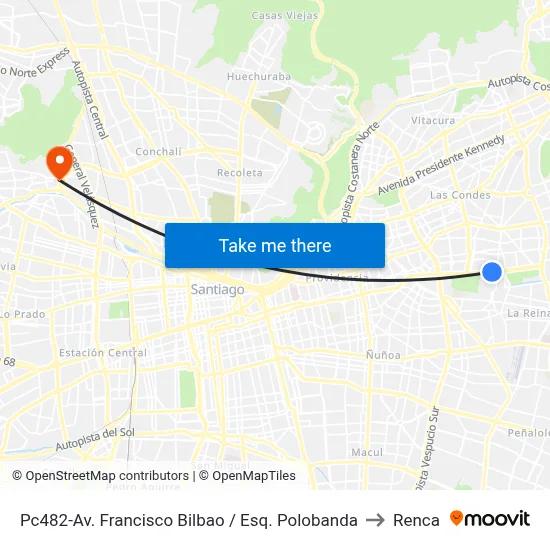 Pc482-Av. Francisco Bilbao / Esq. Polobanda to Renca map