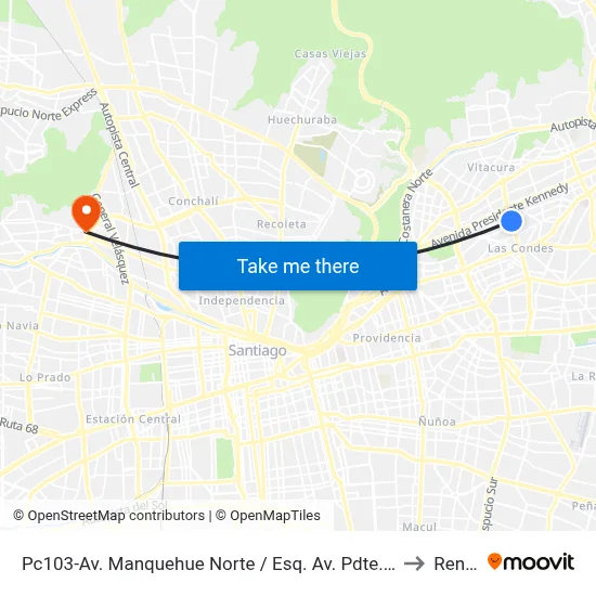 Pc103-Av. Manquehue Norte / Esq. Av. Pdte. Riesco to Renca map