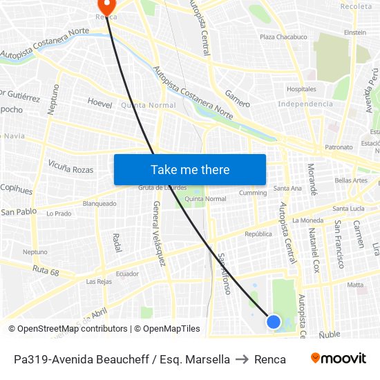 Pa319-Avenida Beaucheff / Esq. Marsella to Renca map