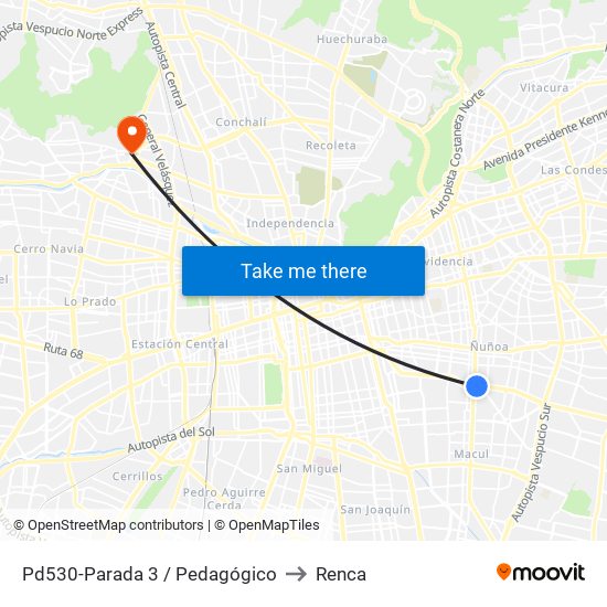 Pd530-Parada 3 / Pedagógico to Renca map