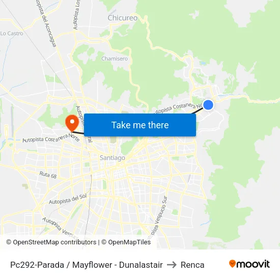 Pc292-Parada / Mayflower - Dunalastair to Renca map