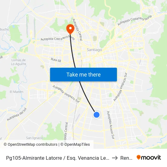 Pg105-Almirante Latorre / Esq. Venancia Leiva to Renca map