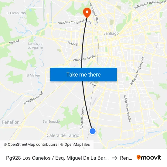 Pg928-Los Canelos / Esq. Miguel De La Barra to Renca map