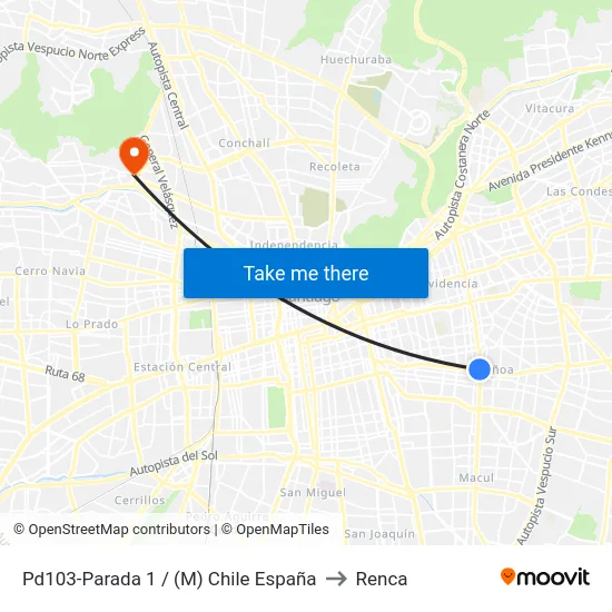 Pd103-Parada 1 / (M) Chile España to Renca map