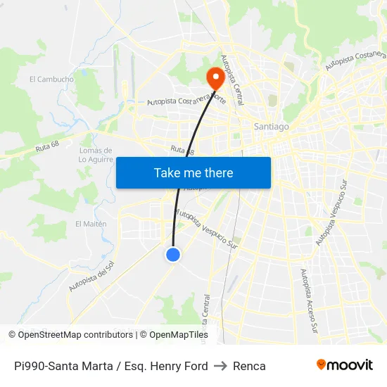 Pi990-Santa Marta / Esq. Henry Ford to Renca map