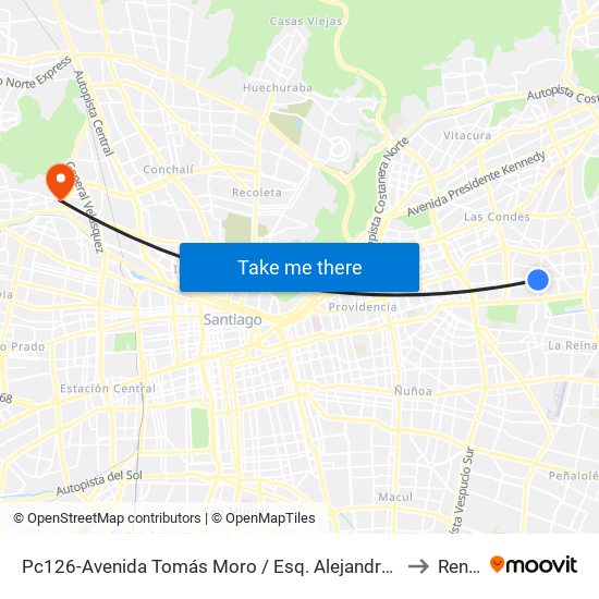 Pc126-Avenida Tomás Moro / Esq. Alejandro Fleming to Renca map
