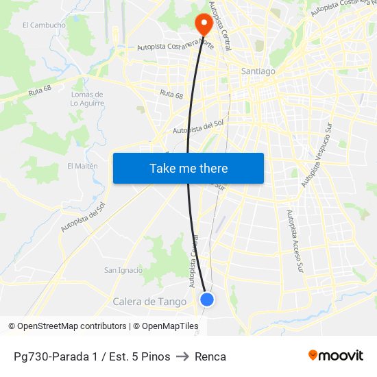 Pg730-Parada 1 / Est. 5 Pinos to Renca map