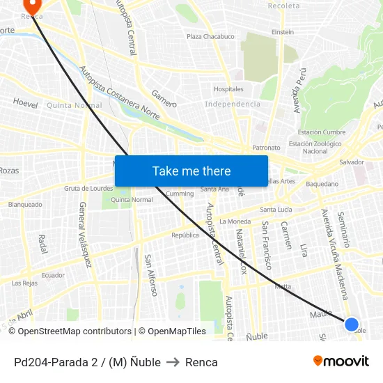 Pd204-Parada 2 / (M) Ñuble to Renca map
