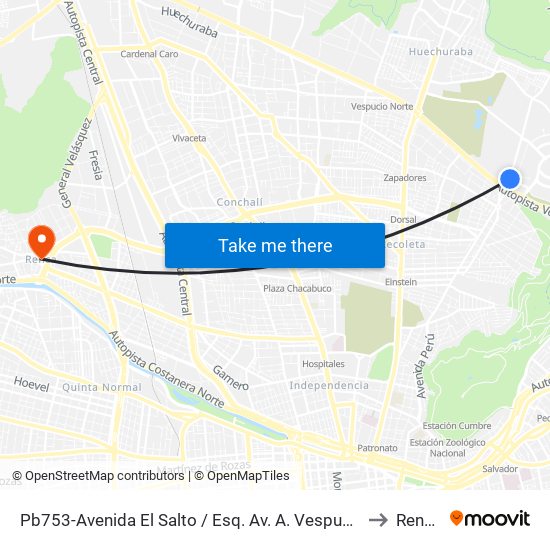Pb753-Avenida El Salto / Esq. Av. A. Vespucio to Renca map