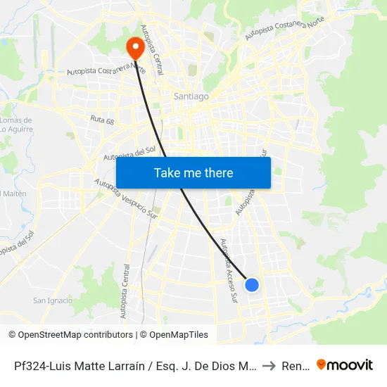Pf324-Luis Matte Larraín / Esq. J. De Dios Malebrán to Renca map