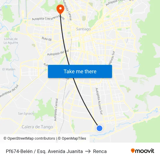 Pf674-Belén / Esq. Avenida Juanita to Renca map