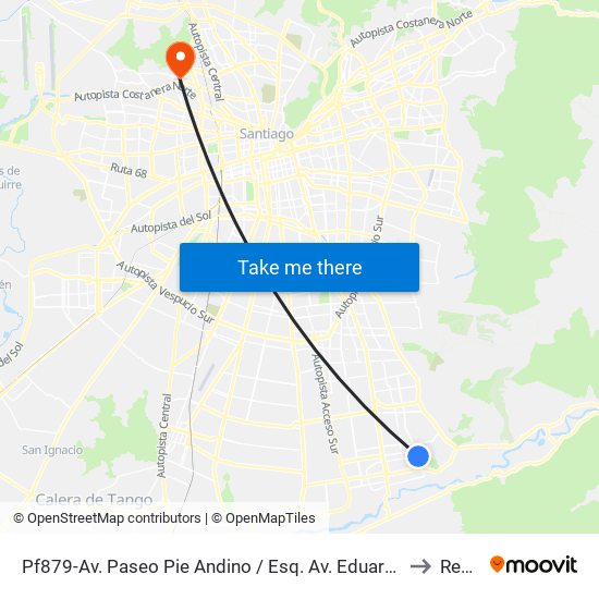 Pf879-Av. Paseo Pie Andino / Esq. Av. Eduardo Cordero to Renca map