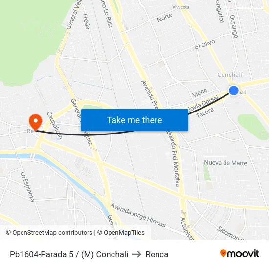 Pb1604-Parada 5 / (M) Conchalí to Renca map