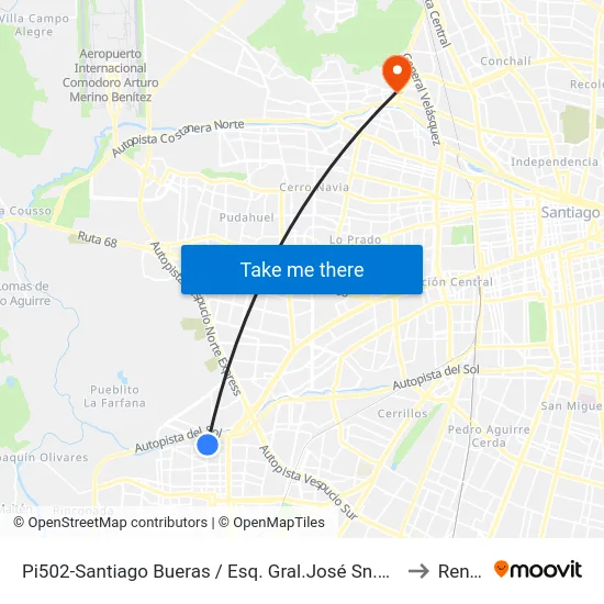 Pi502-Santiago Bueras / Esq. Gral.José Sn.Martín to Renca map
