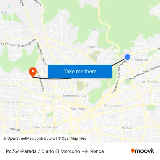 Pc764-Parada / Diario El Mercurio to Renca map