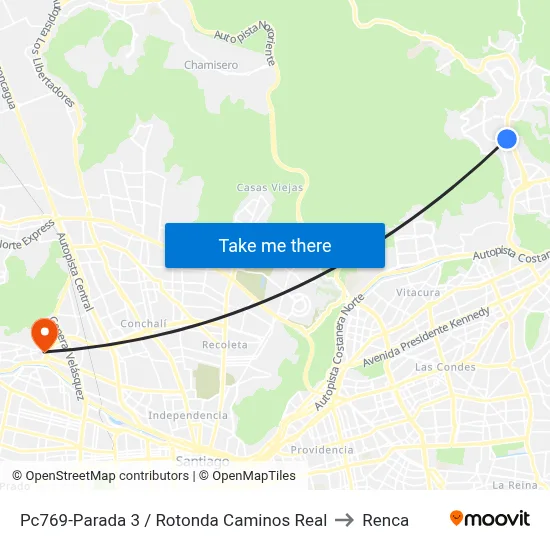 Pc769-Parada 3 / Rotonda Caminos Real to Renca map