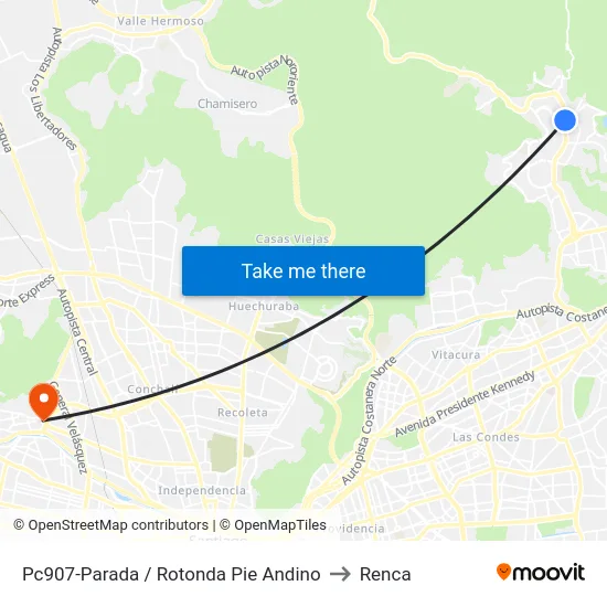 Pc907-Parada / Rotonda Pie Andino to Renca map
