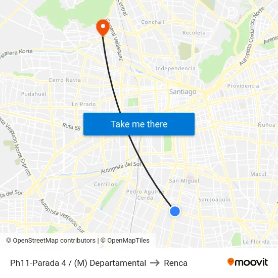 Ph11-Parada 4 / (M) Departamental to Renca map