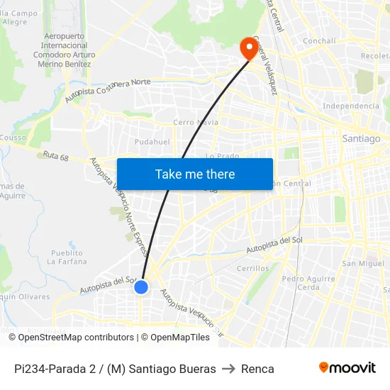 Pi234-Parada 2 / (M) Santiago Bueras to Renca map