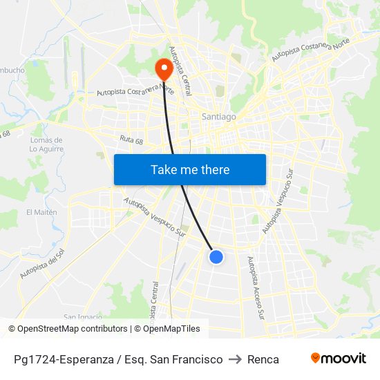 Pg1724-Esperanza / Esq. San Francisco to Renca map