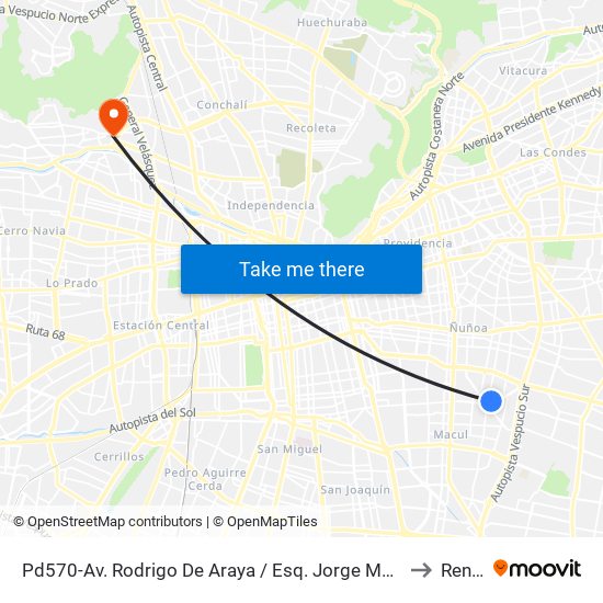 Pd570-Av. Rodrigo De Araya / Esq. Jorge Monkeberg to Renca map