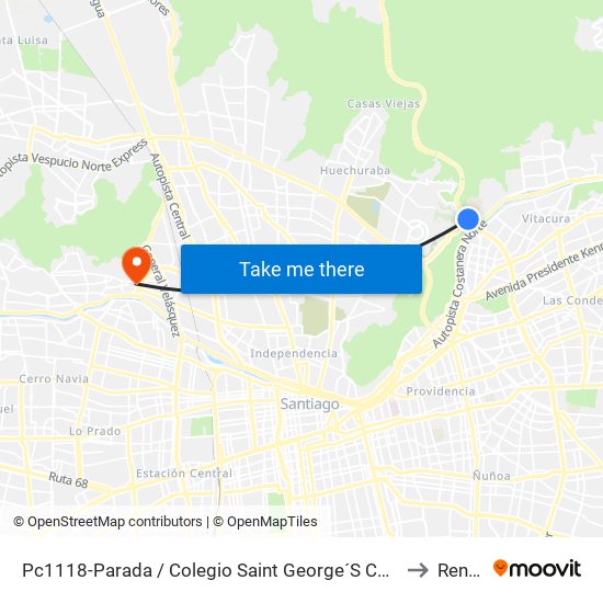 Pc1118-Parada / Colegio Saint George´S College to Renca map