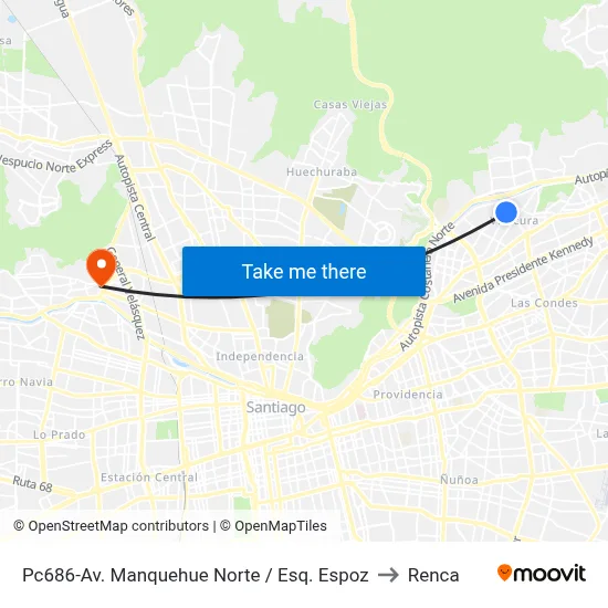Pc686-Av. Manquehue Norte / Esq. Espoz to Renca map