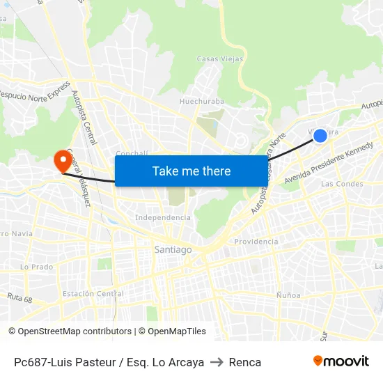 Pc687-Luis Pasteur / Esq. Lo Arcaya to Renca map