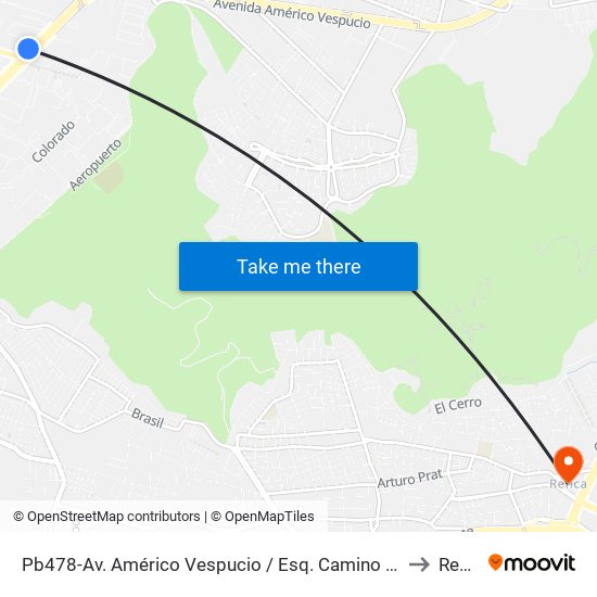 Pb478-Av. Américo Vespucio / Esq. Camino Lo Echevers to Renca map
