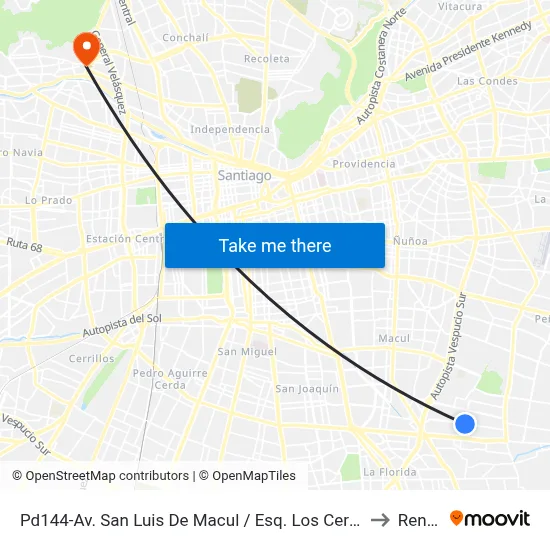 Pd144-Av. San Luis De Macul / Esq. Los Cerezos to Renca map