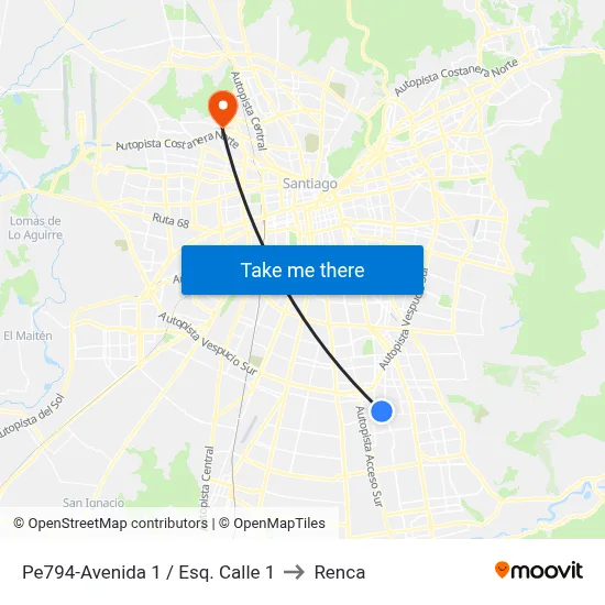Pe794-Avenida 1 / Esq. Calle 1 to Renca map