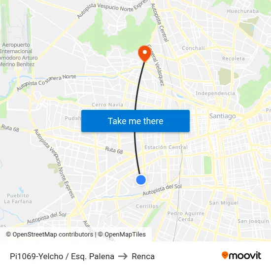 Pi1069-Yelcho / Esq. Palena to Renca map