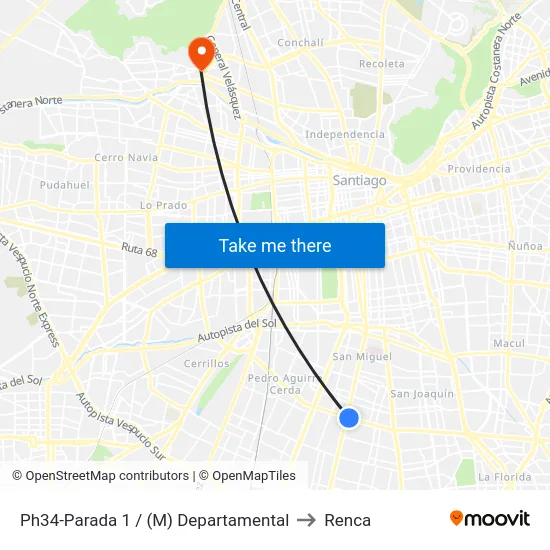 Ph34-Parada 1 / (M) Departamental to Renca map