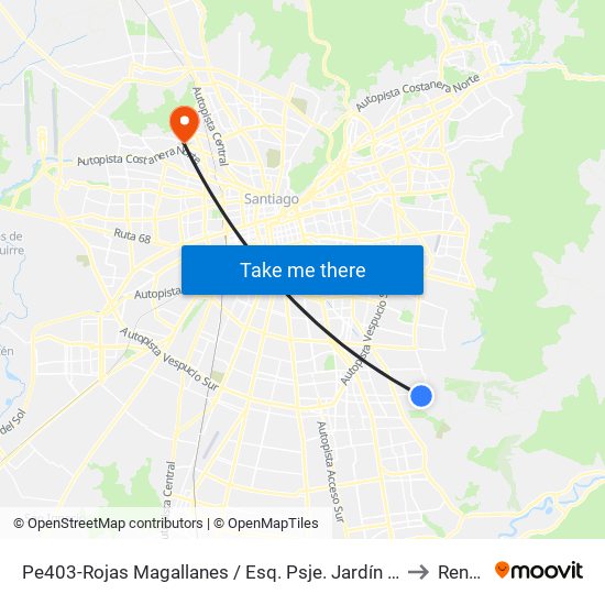 Pe403-Rojas Magallanes / Esq. Psje. Jardín Alto to Renca map