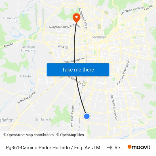 Pg361-Camino Padre Hurtado / Esq. Av. J.M. Balmaceda to Renca map