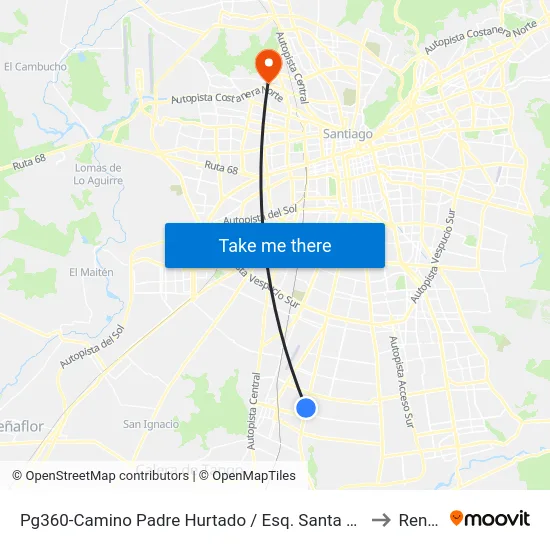 Pg360-Camino Padre Hurtado / Esq. Santa Marta to Renca map
