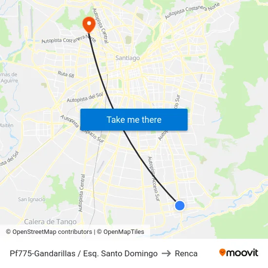 Pf775-Gandarillas / Esq. Santo Domingo to Renca map