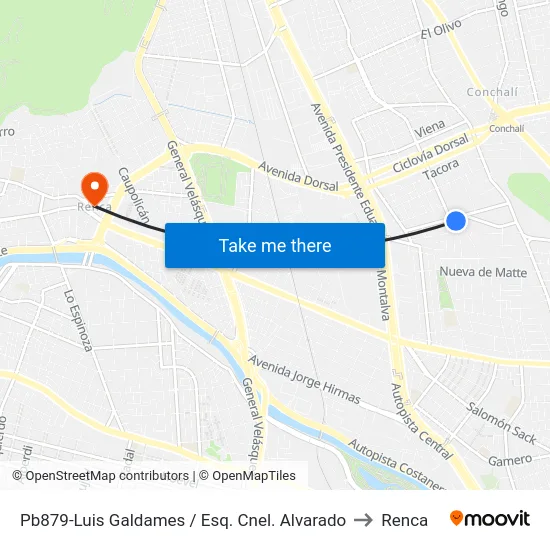 Pb879-Luis Galdames / Esq. Cnel. Alvarado to Renca map