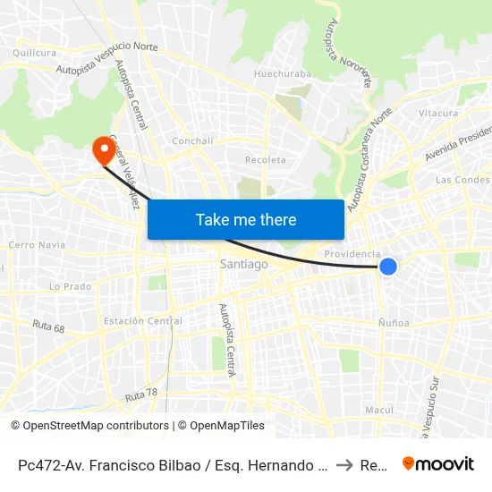 Pc472-Av. Francisco Bilbao / Esq. Hernando De Aguirre to Renca map