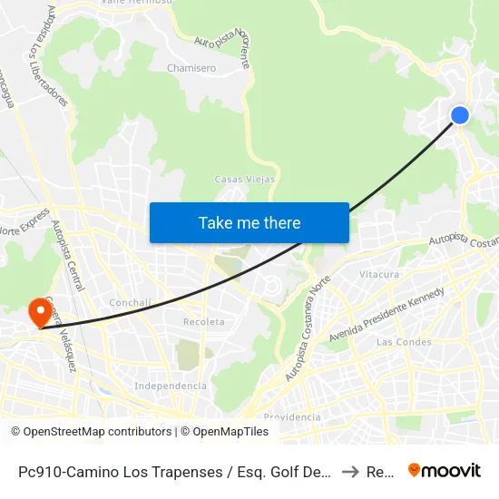 Pc910-Camino Los Trapenses / Esq. Golf De Manquehue to Renca map