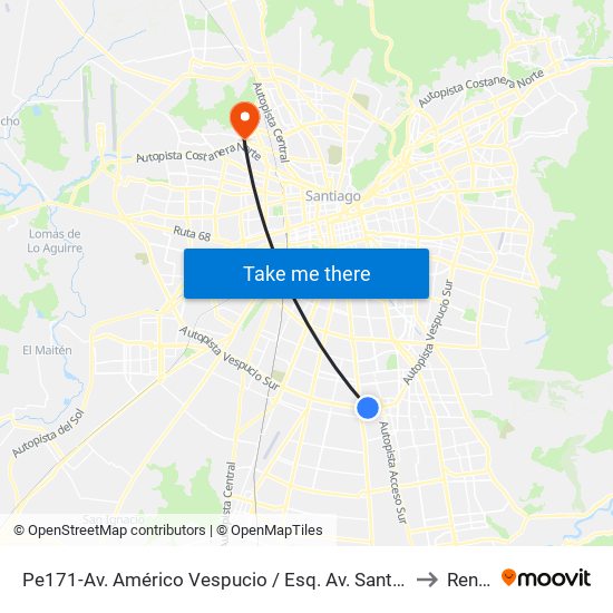 Pe171-Av. Américo Vespucio / Esq. Av. Santa Rosa to Renca map