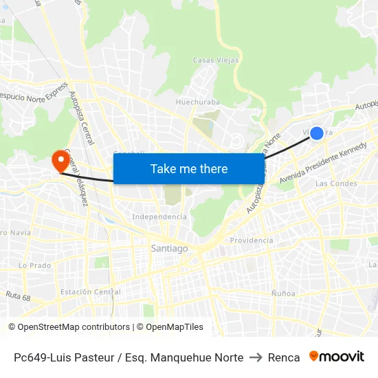 Pc649-Luis Pasteur / Esq. Manquehue Norte to Renca map