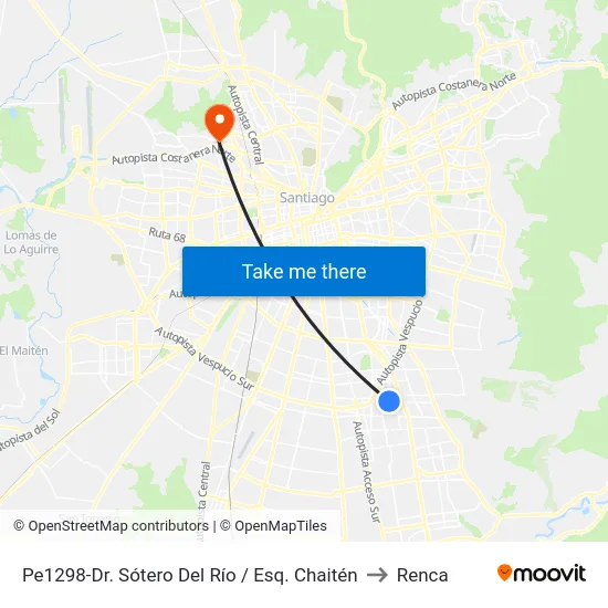 Pe1298-Dr. Sótero Del Río / Esq. Chaitén to Renca map