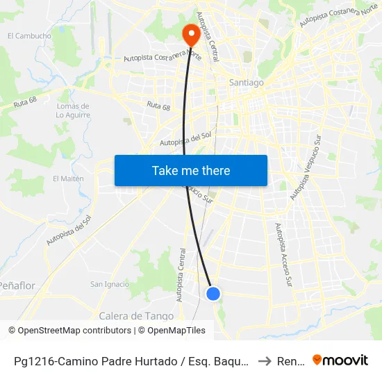 Pg1216-Camino Padre Hurtado / Esq. Baquedano to Renca map