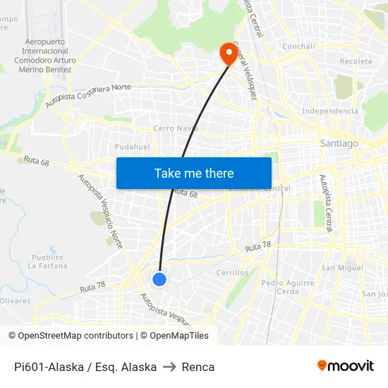 Pi601-Alaska / Esq. Alaska to Renca map