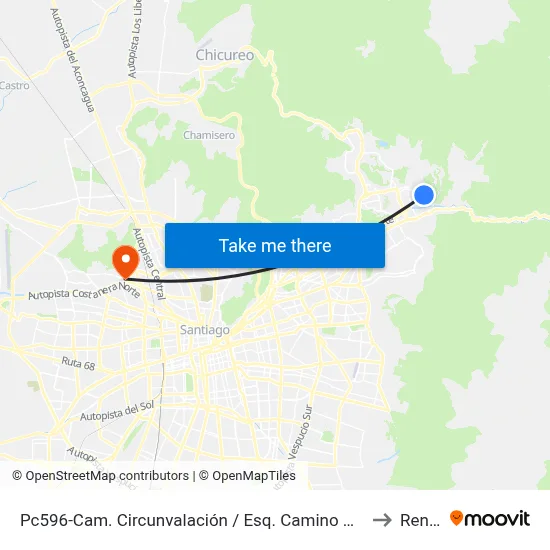 Pc596-Cam. Circunvalación / Esq. Camino Cerro 18 to Renca map