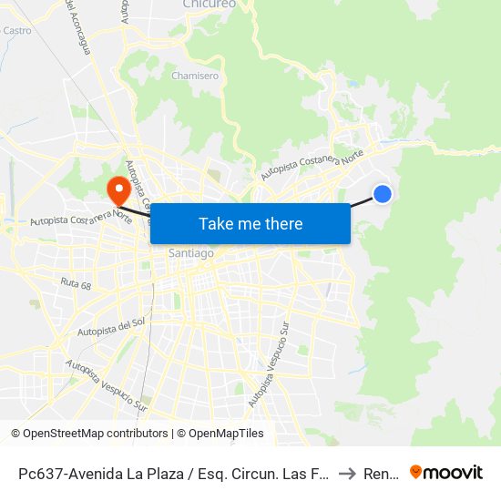 Pc637-Avenida La Plaza / Esq. Circun. Las Flores to Renca map