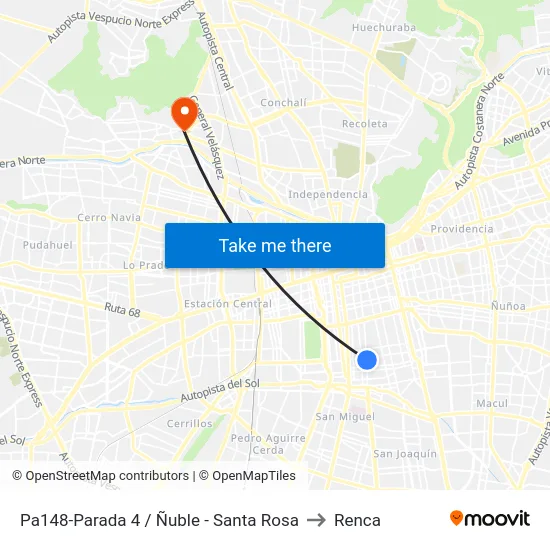 Pa148-Parada 4 / Ñuble - Santa Rosa to Renca map