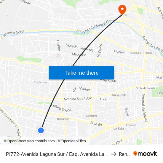 Pi772-Avenida Laguna Sur / Esq. Avenida La Estrella to Renca map